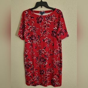 Karen Scott Dress Red Floral Printed Size M NWT
